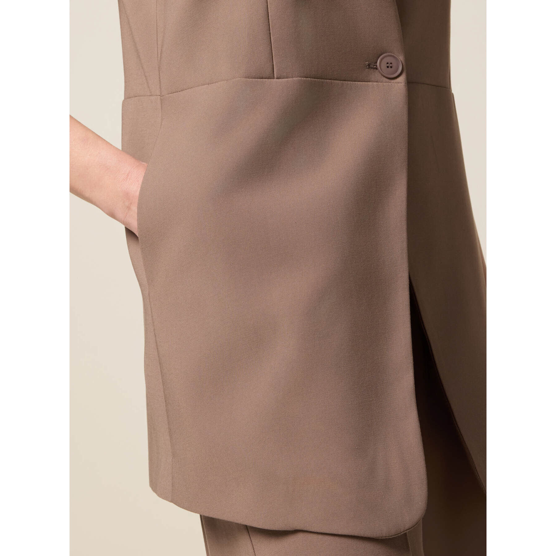 Oltre - Gilet in tessuto misto viscosa - Marrone