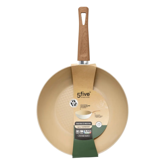 Wok "Harmony" D28cm en aluminium forgé beige