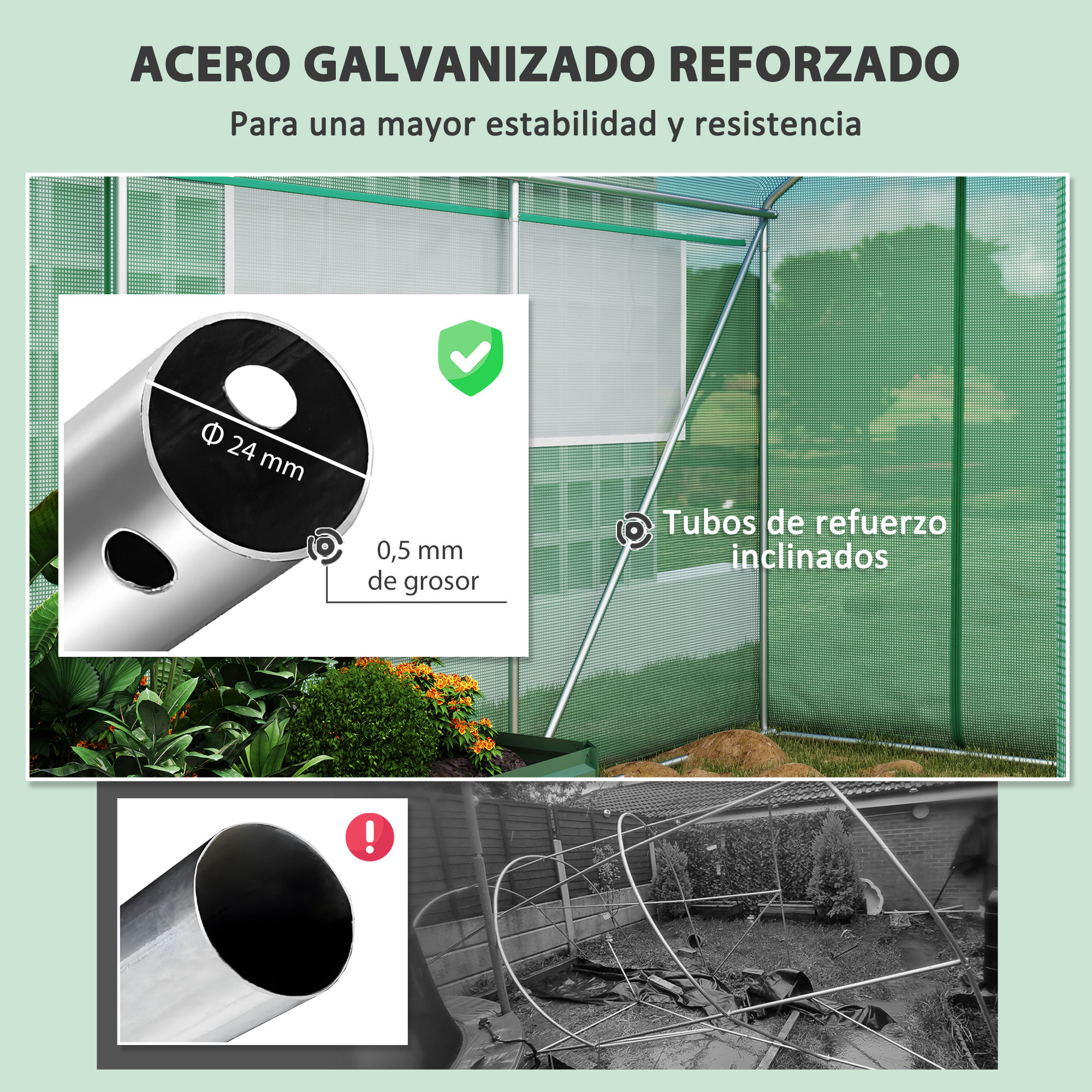 Invernadero de Exterior 6x3x2 m Invernadero de Túnel con 6 Ventanas de Malla Cubierta de PE Anti-UV y 3 Puertas Enrollables con Cremallera Invernadero para Jardín Patio Verde