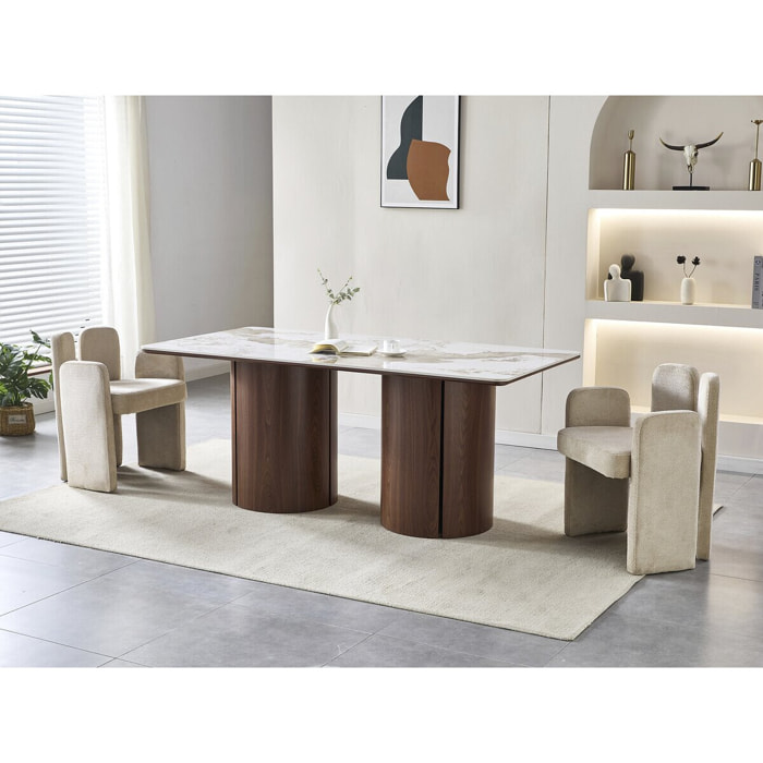 Table à manger rectangulaire en céramique pendora "Milano" - 6 places - Marron