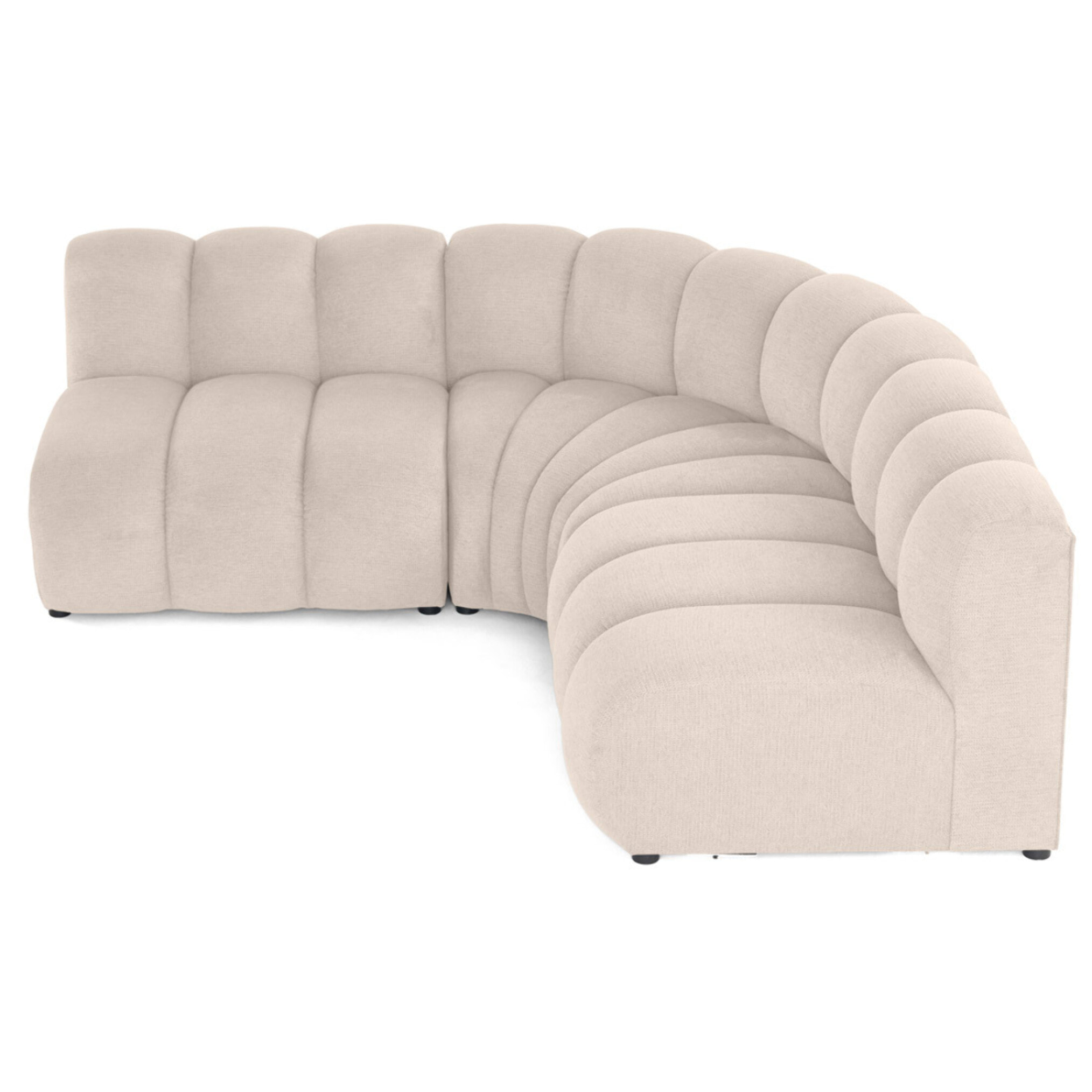Debbie - canapé modulable d'angle réversible 4 places en tissu texturé - Beige