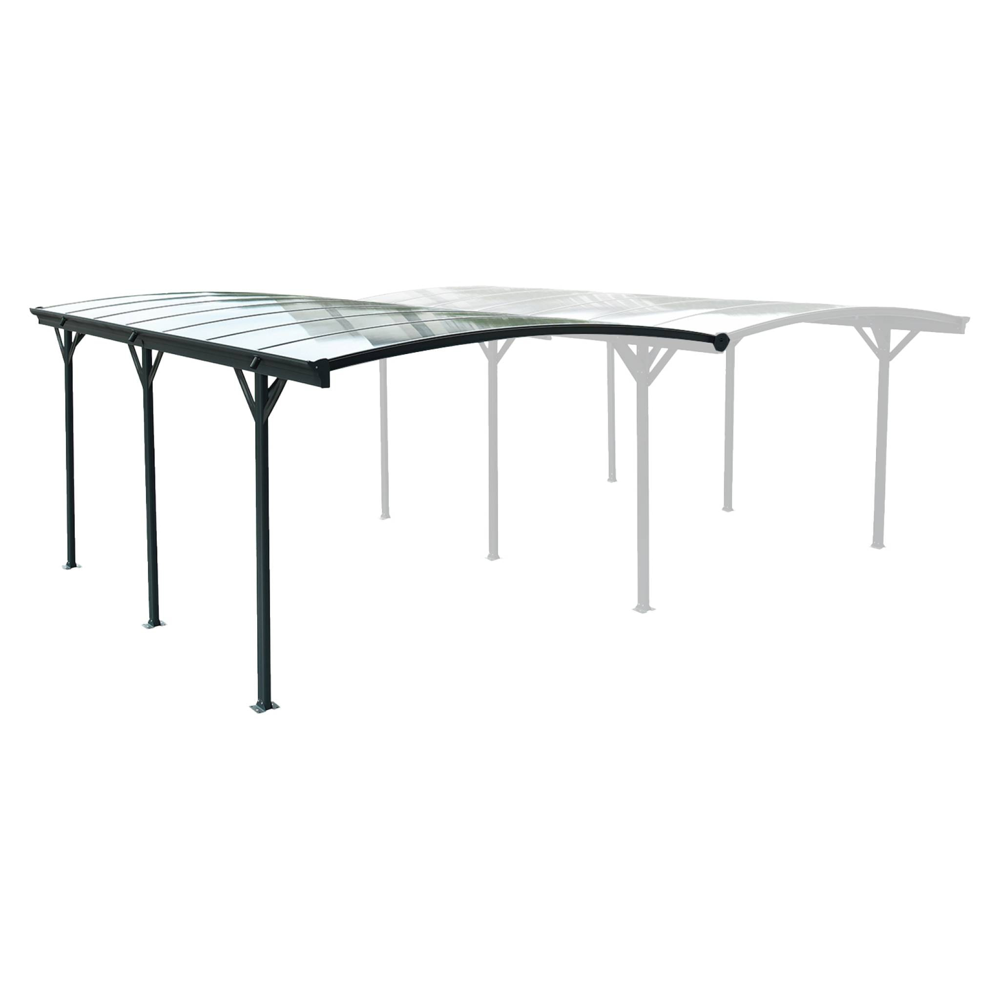 Extension de carport de 15m² en aluminium anthracite et polycarbonate - Extension Le Mans 5x3m - abri de voiture