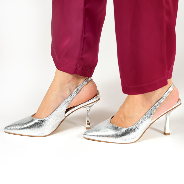 Dècolletè slingback in simil pelle
