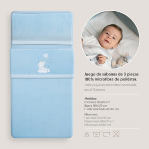 Juego de Sábanas de Coche Coralina Elefante Globo Corazón