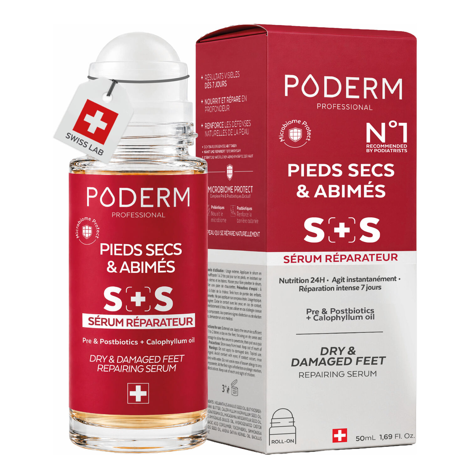 Pieds Secs & Abimés - SOS Sérum Réparateur 24H Roll-On 50 ml
