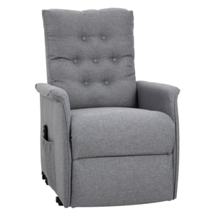 Fauteuil de relaxation électrique fauteuil releveur inclinable avec repose-pied ajustable lin gris