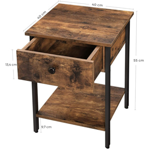 Comodino Industrial Oskar in Legno Rovere e Metallo Nero