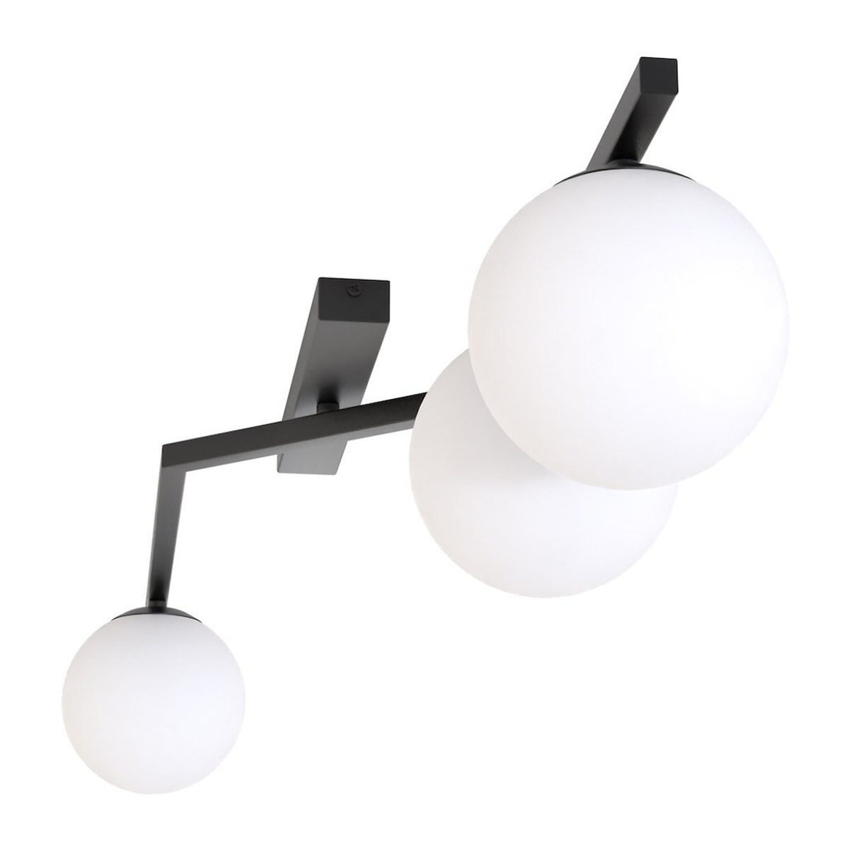 Lampada a sospensione Naton in acciaio nero con sfere in vetro opale