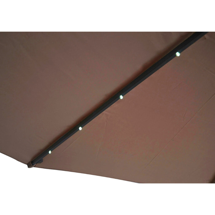 Parasol Bulle LED déporté 3 x 3 m chocolat DAVAGNA