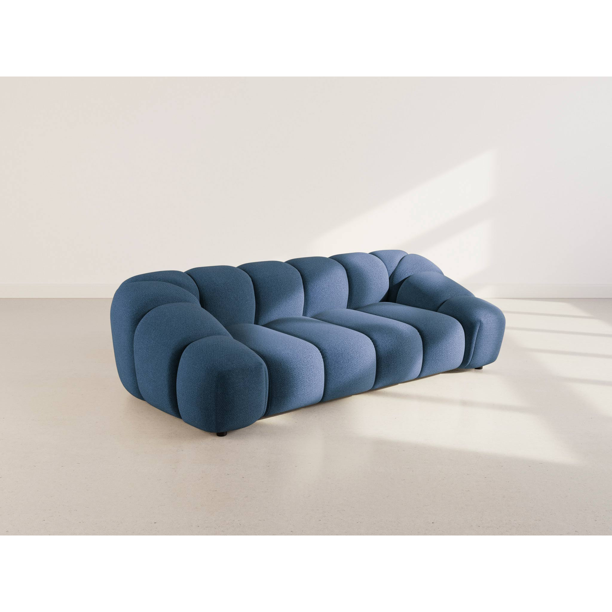 Ava - canapé 3 places en velours texturé - Bleu marine