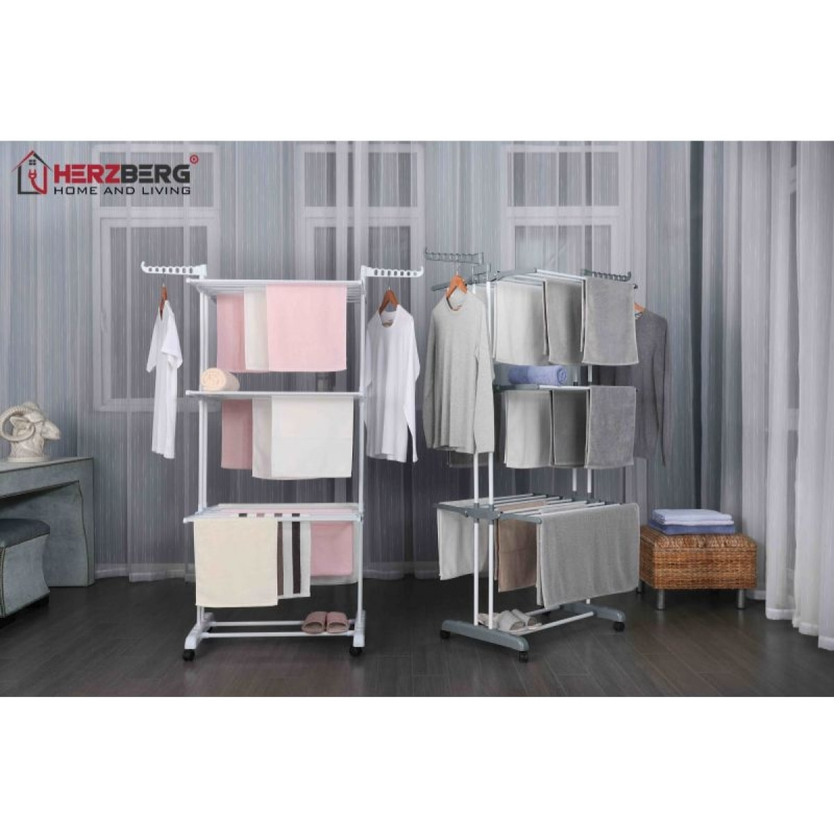 Séchoir multifonctions 20m d'étendage gris Herzberg HG8034-GRY