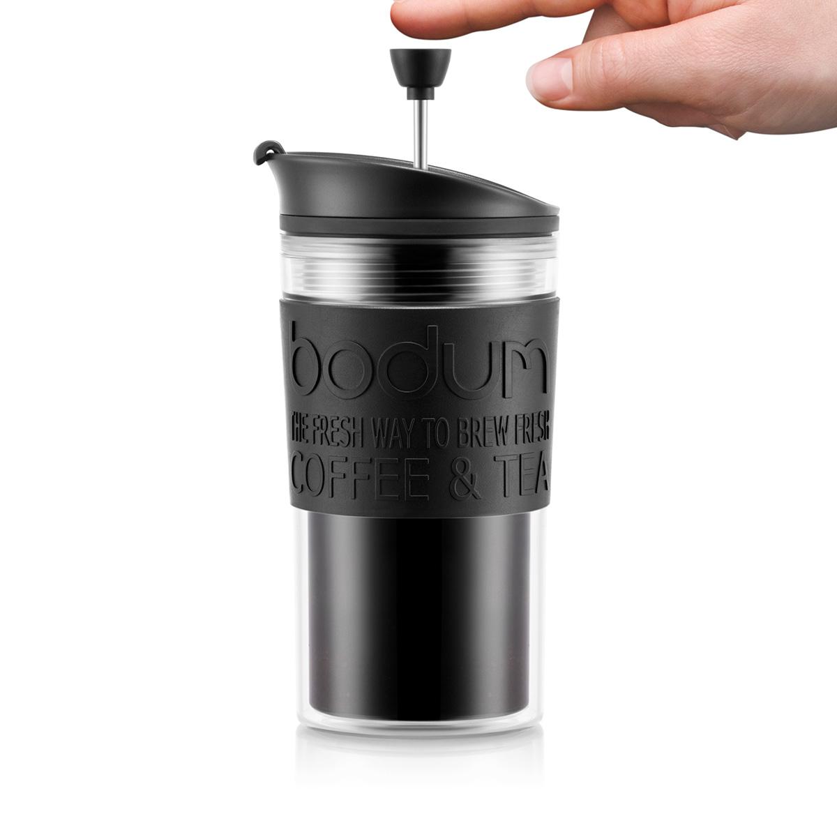 TRAVEL PRESS SET: Mug à piston isotherme en plastique, avec couvercle extra, 0.35 l 0.35 L