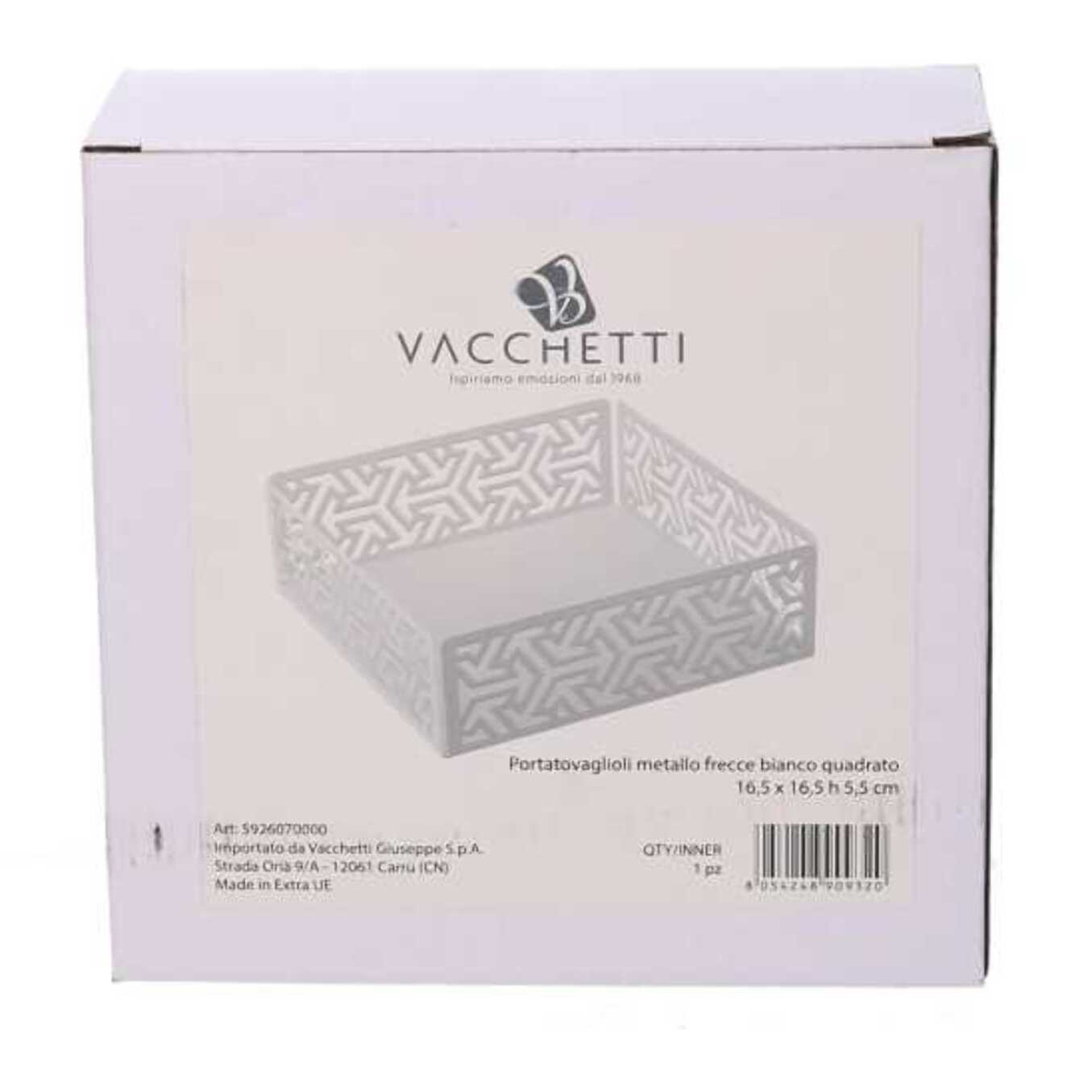 Portatovaglioli in metallo frecce bianco quadrato cm16,5x16,5x5,5