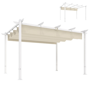 Pergola toit rétractable toile coulissante magnétique aluminium beige