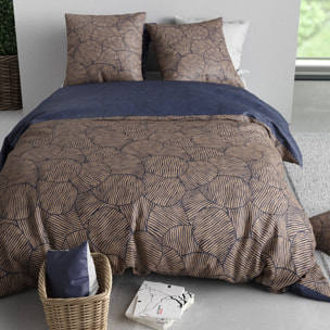 Parure housse de couette imprimé 100% coton - ninon - bleu