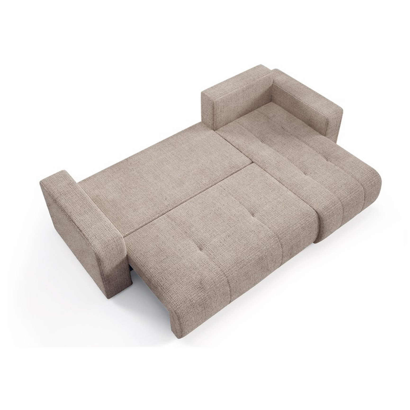 AURORE - Canapé d'angle droit 3 places en tissu texturé taupe