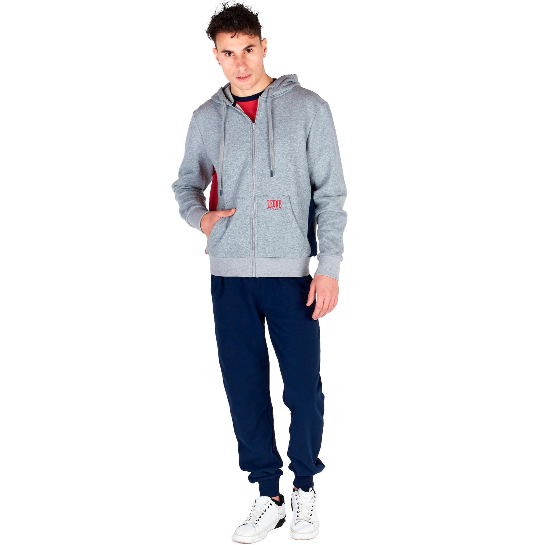 Tuta uomo con cappuccio e zip College Ash