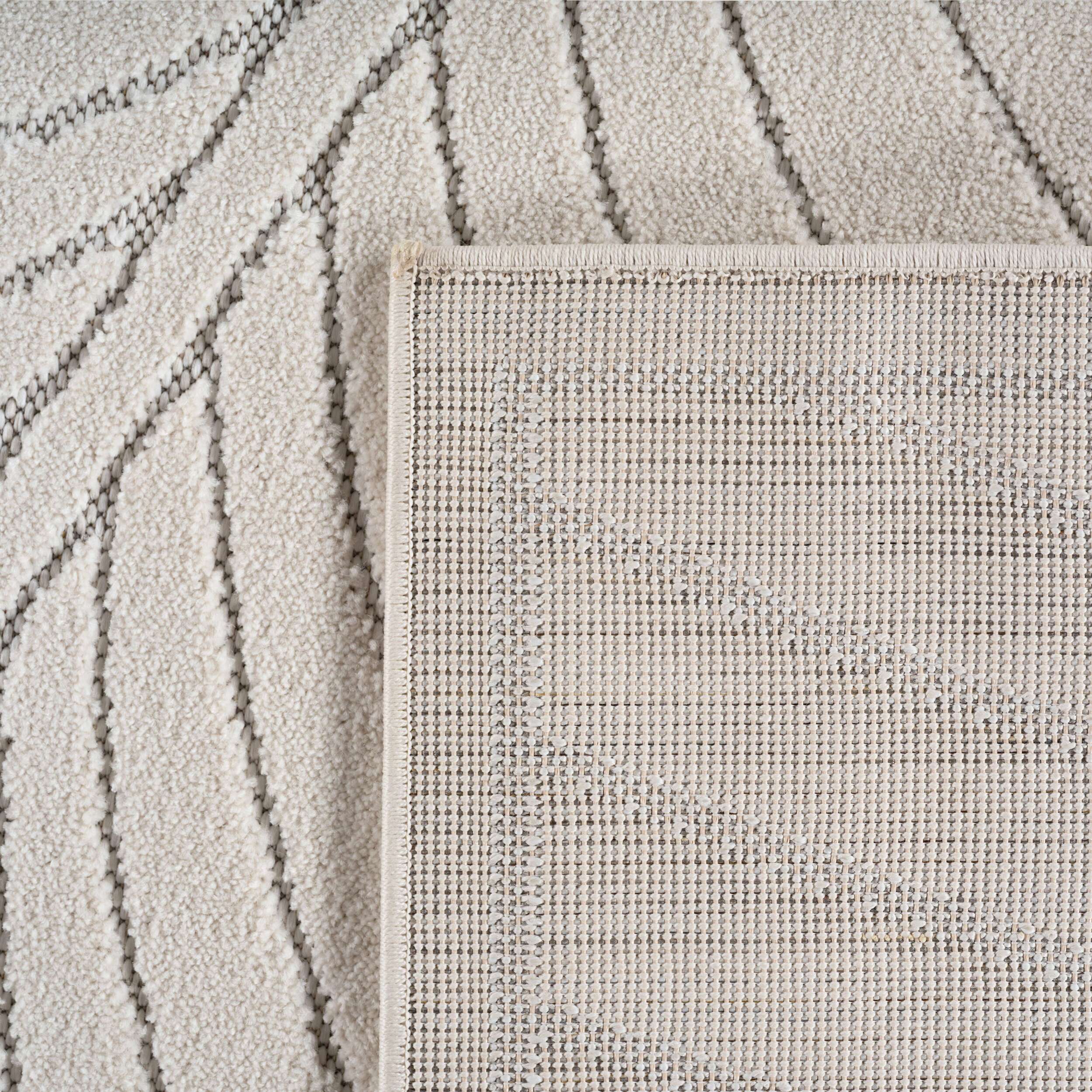 NOVA - Tapis intérieur/extérieur crème à motif feuilles