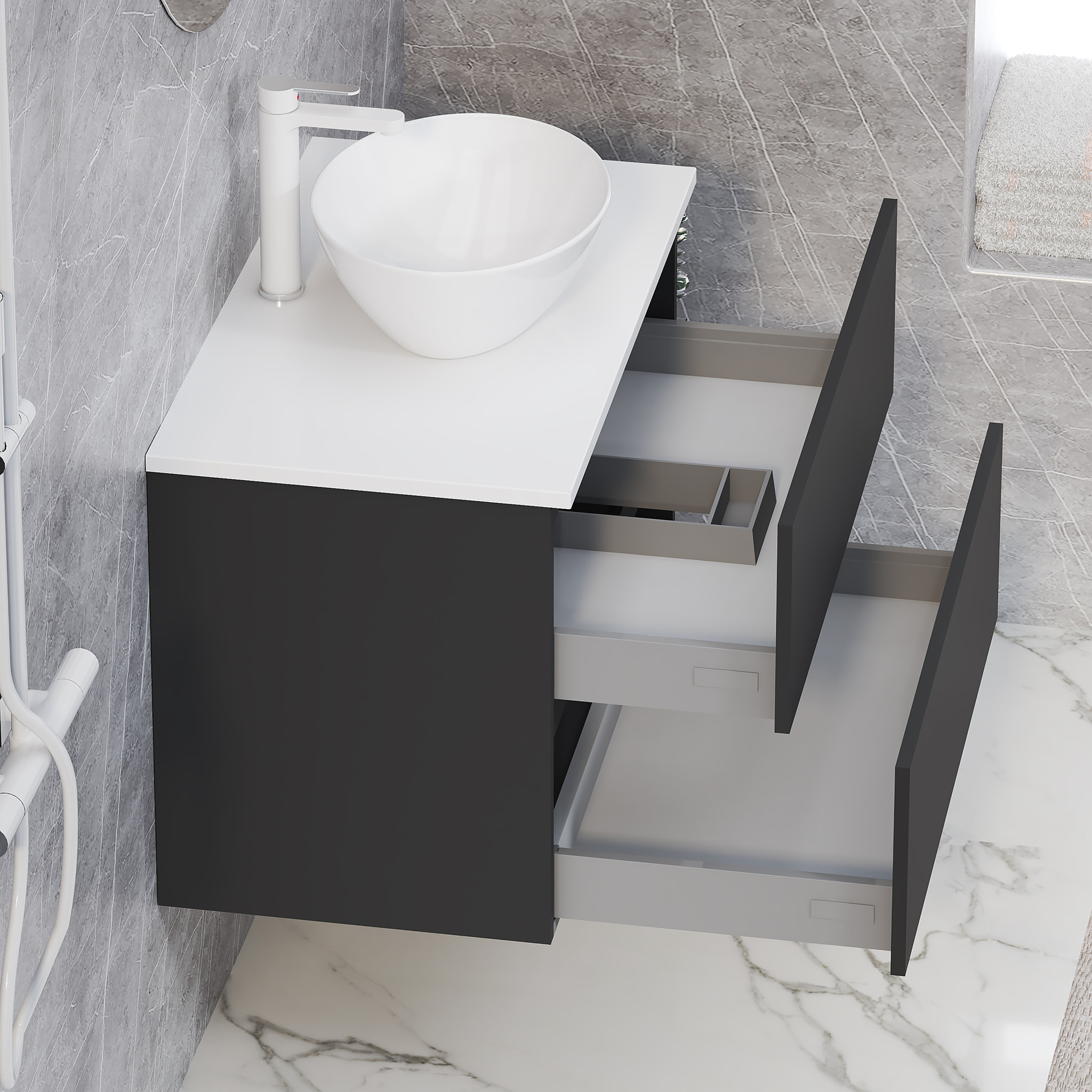 Ensemble de salle de bain MONO Alday, 60cm, Noir