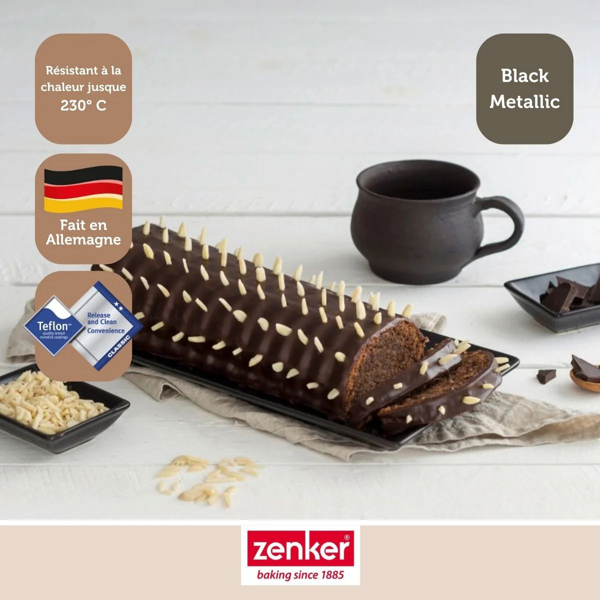 Moule à bûche de Noël 32 x 12,5 cm Zenker Black Metallic