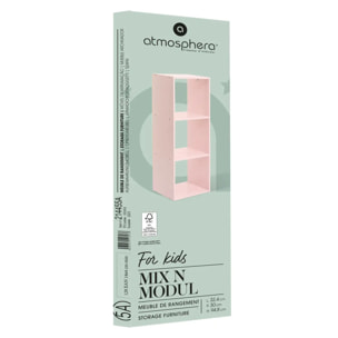 Étagère Enfant Mix'n modul 3 Cases Rose  L. 32.4 x P. 30 x H. 94.8 cm