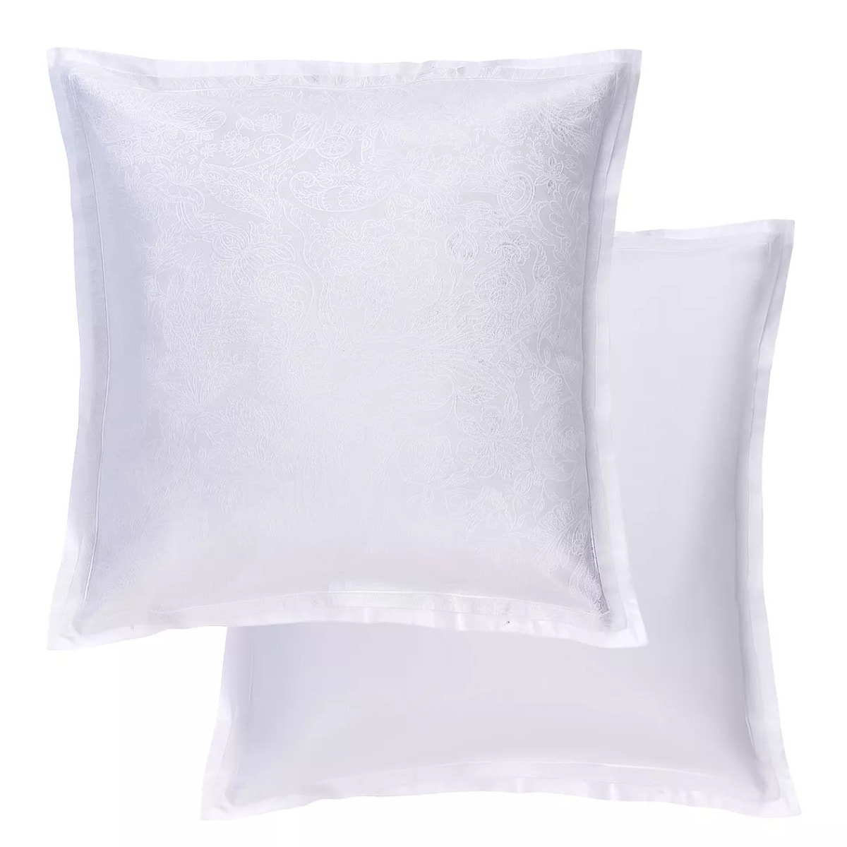 Taie d'oreiller satin de coton motif jacquard blanc Alexandria diamant