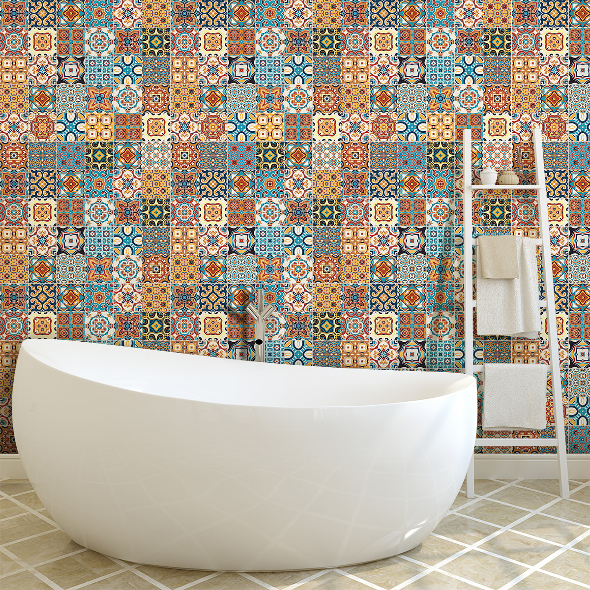 Stickers muraux - Sticker Mural Carrelage adhésif Cuisine Salle de Bain - 60 STICKERS CARRELAGES AZULEJOS BETENINO