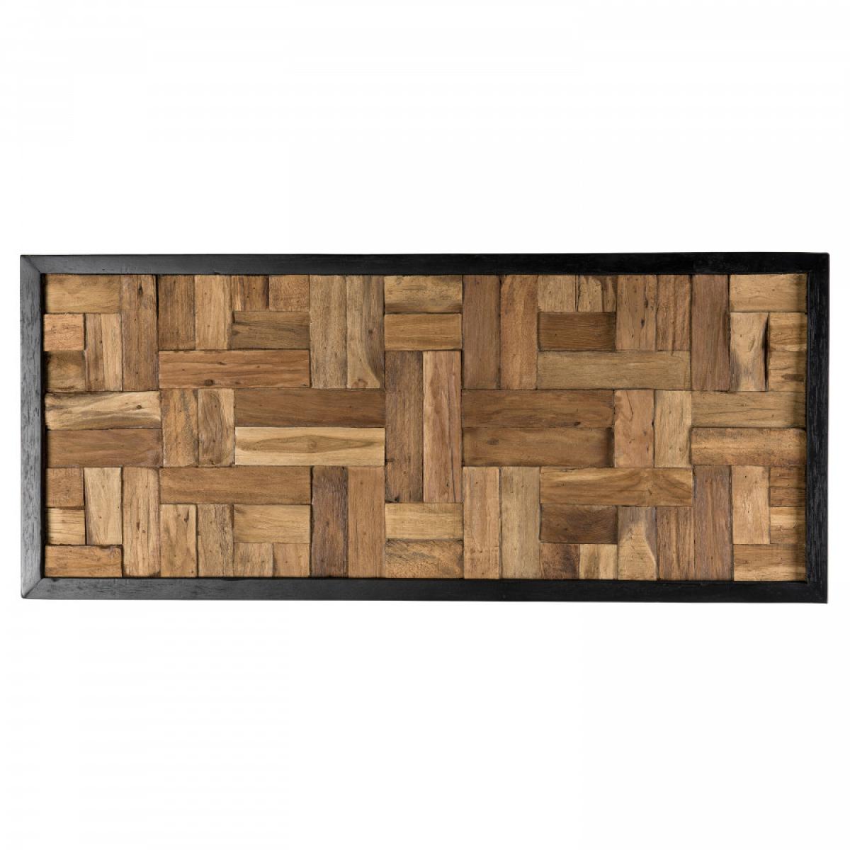 SUZY - Décoration murale bois rectangulaire mosaïque Teck recyclé nature