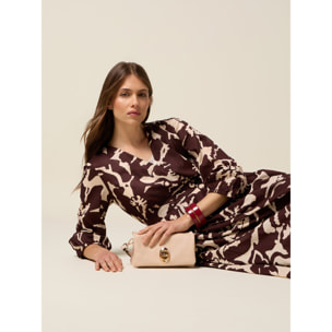 Oltre - Camisa midi de algodón estampada - Marrón