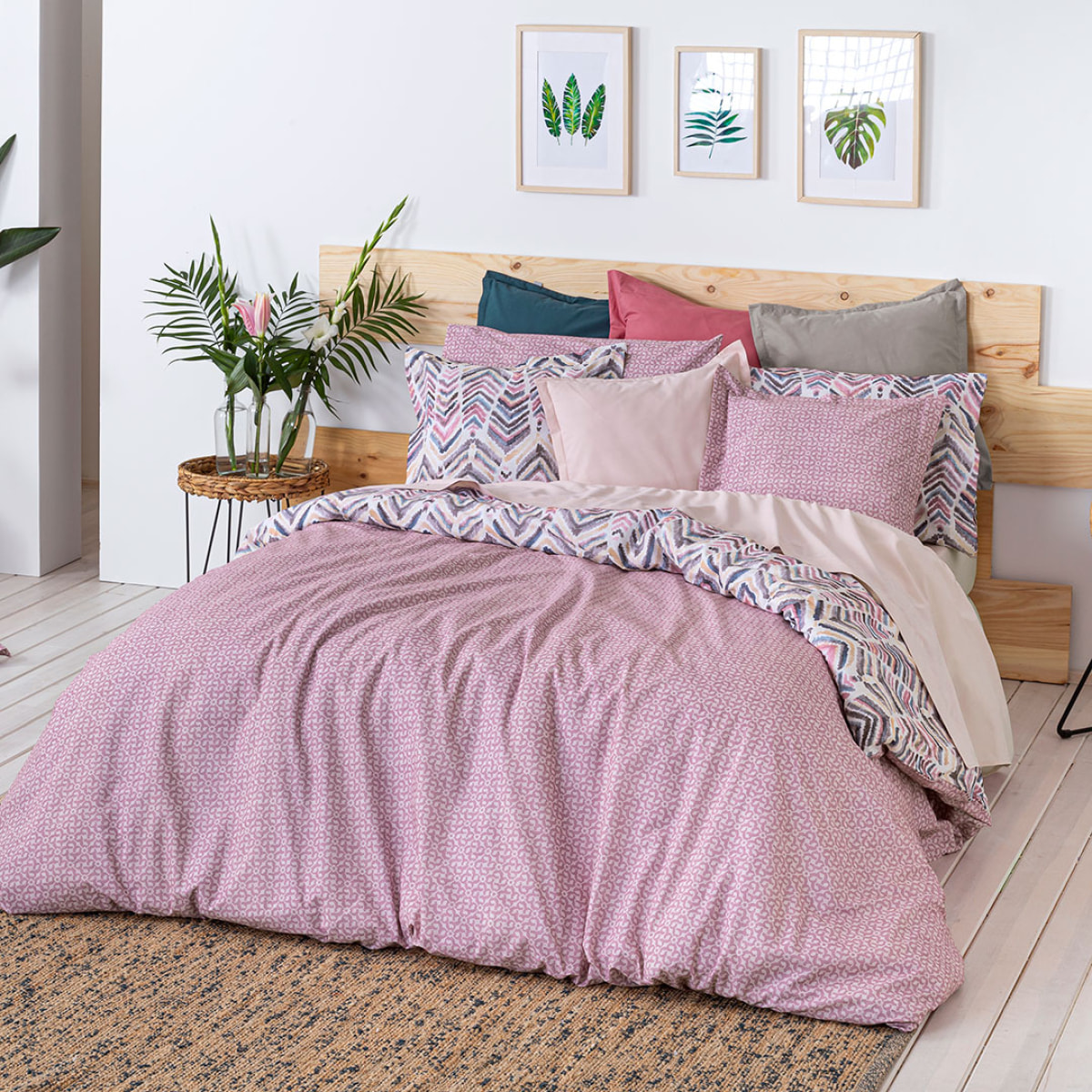 Housse de couette réversible en coton ZEYA - mauve - vendue seule