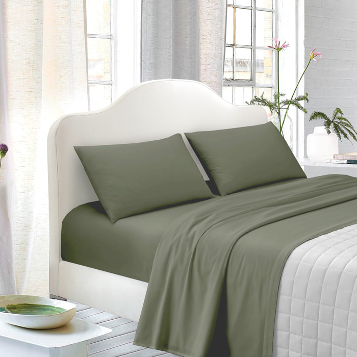 STYLE & COTTON Completo letto singolo verde cotone 100%