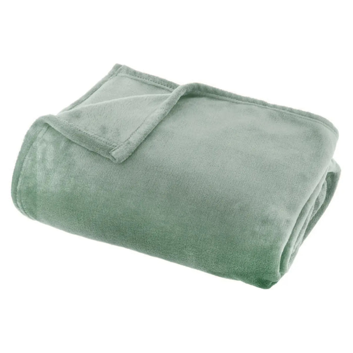 Plaid flanelle Ollis vert céladon 180x130cm