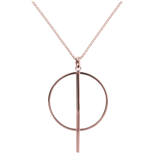 Collana Lunga Cerchio e Barretta Placcata Oro Rosa 18kt