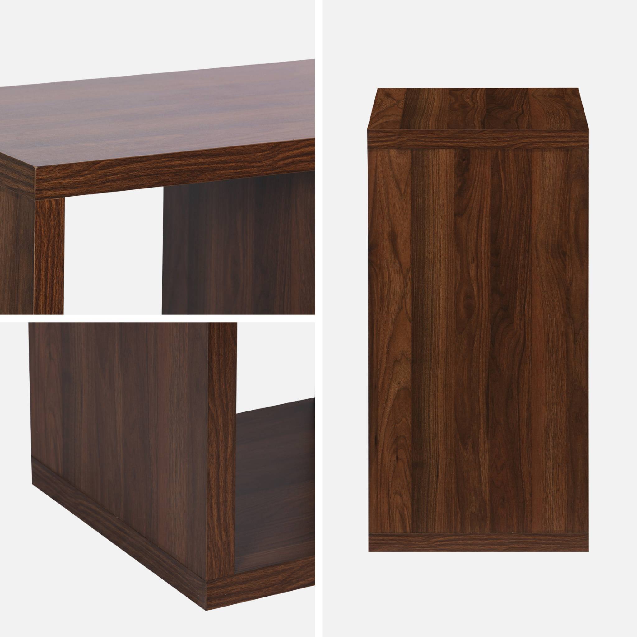 Etagère bibliothèque cubique 2 niveaux 4 compartiments. casiers. effet bois de noyer. L 76 x P 39 x H 76cm