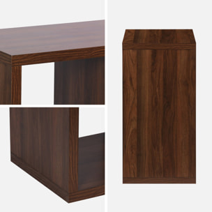 Etagère bibliothèque cubique 2 niveaux 4 compartiments. casiers. effet bois de noyer. L 76 x P 39 x H 76cm