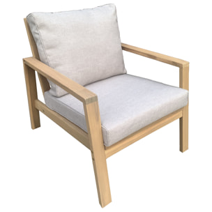 Salon de jardin en acacia 4 places GILI - coussins sable