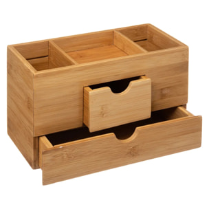 Organiseur 2 tiroirs/3 compartiements bambou