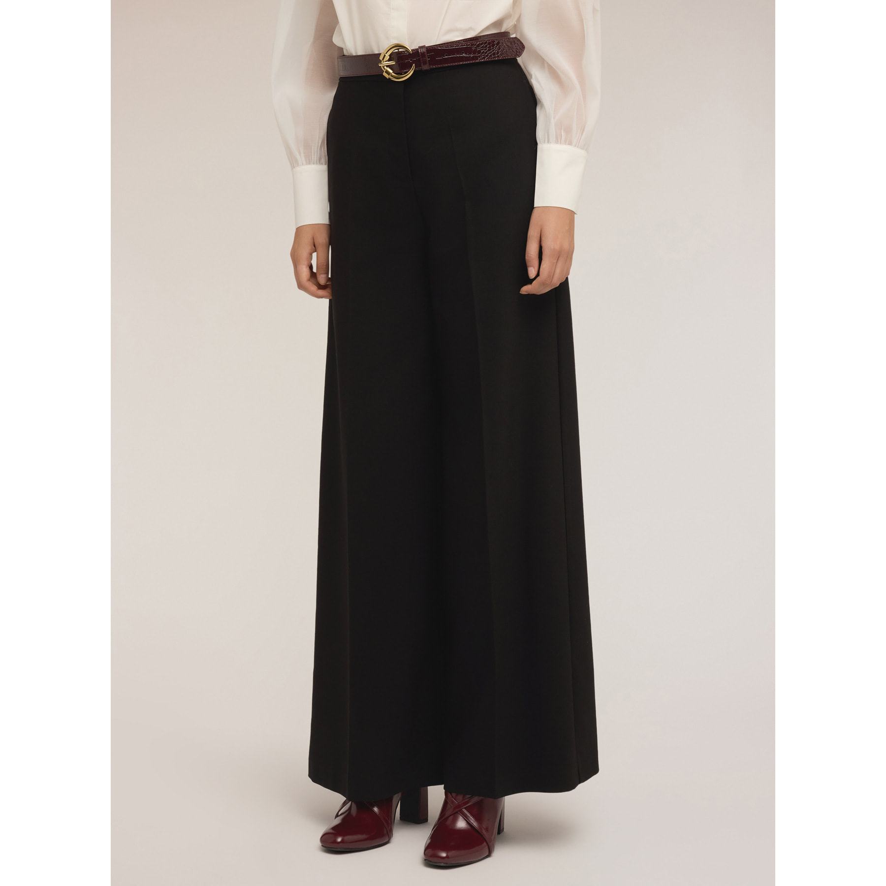 Motivi - Pantalones palazzo de poliéster y viscosa - Negro