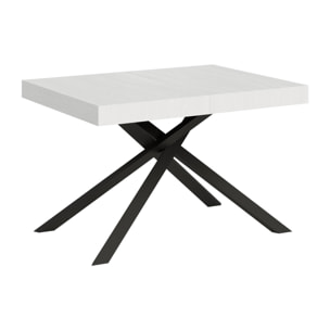 Table extensible 90x130/390 cm Karida frêne blanc pieds anthracite