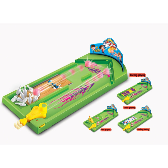 4 JUEGOS EN 1: BOLOS, GOLF, CURLING, DISCOS