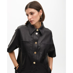 Vestito Mini Dritto Effetto Pelle