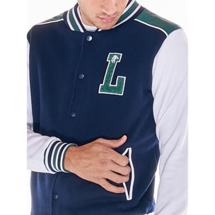 Chaqueta bomber universitaria con botones para hombre