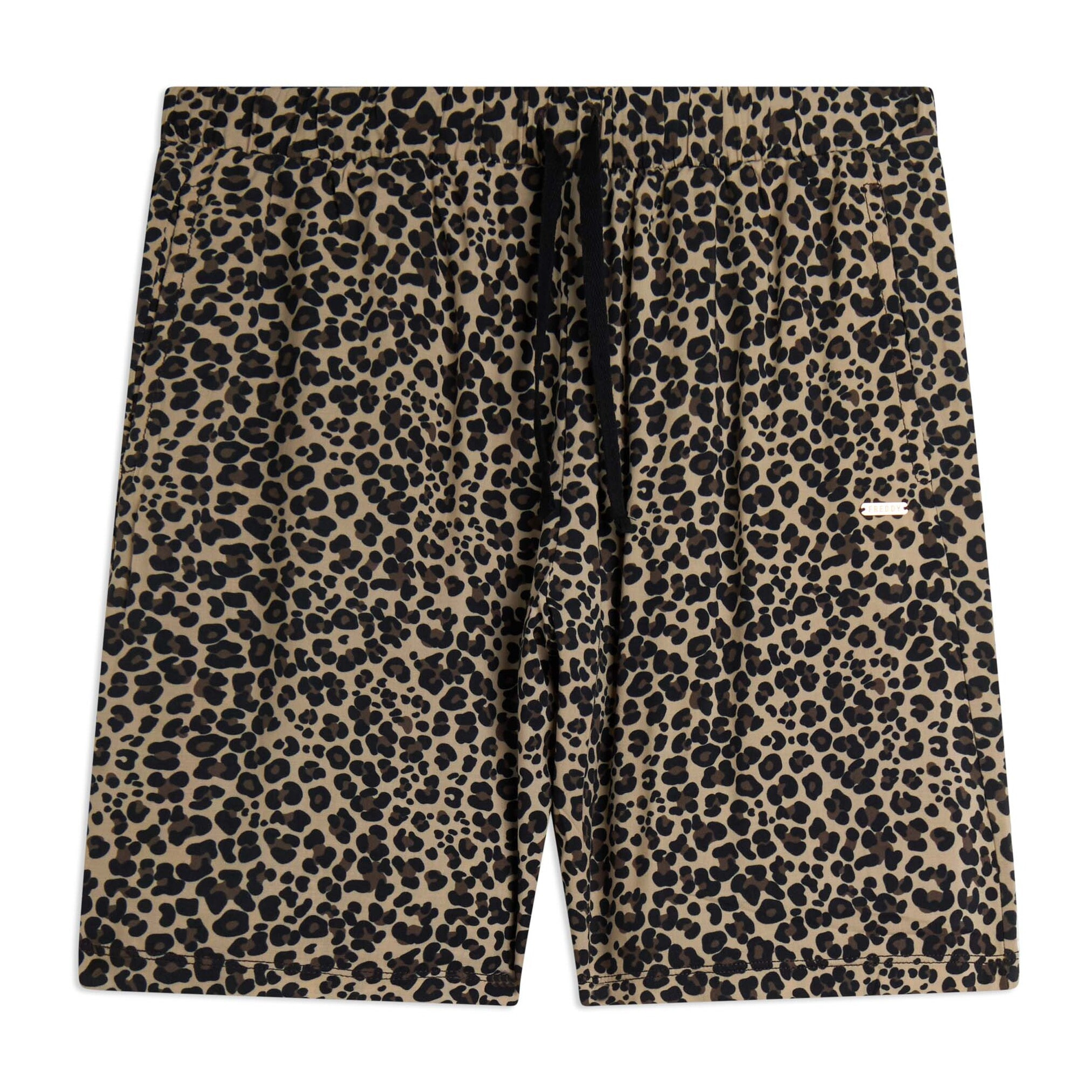 Pantaloni corti da donna wide leg in viscosa leopardata