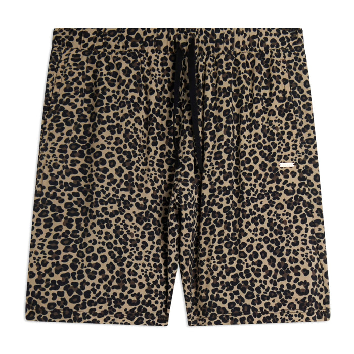 Pantaloni corti da donna wide leg in viscosa leopardata
