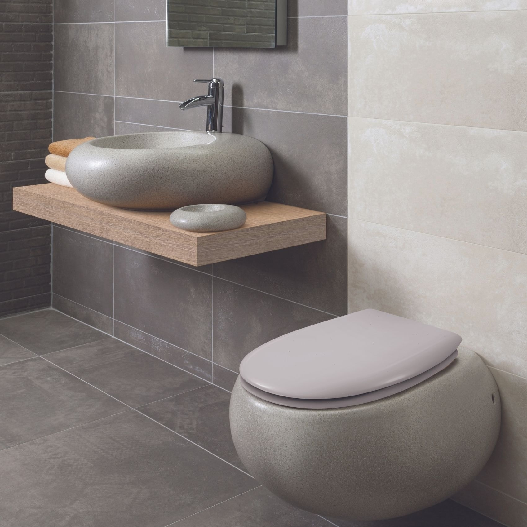 Abattant easy clip avec descente manuelle uni - Gris Galet