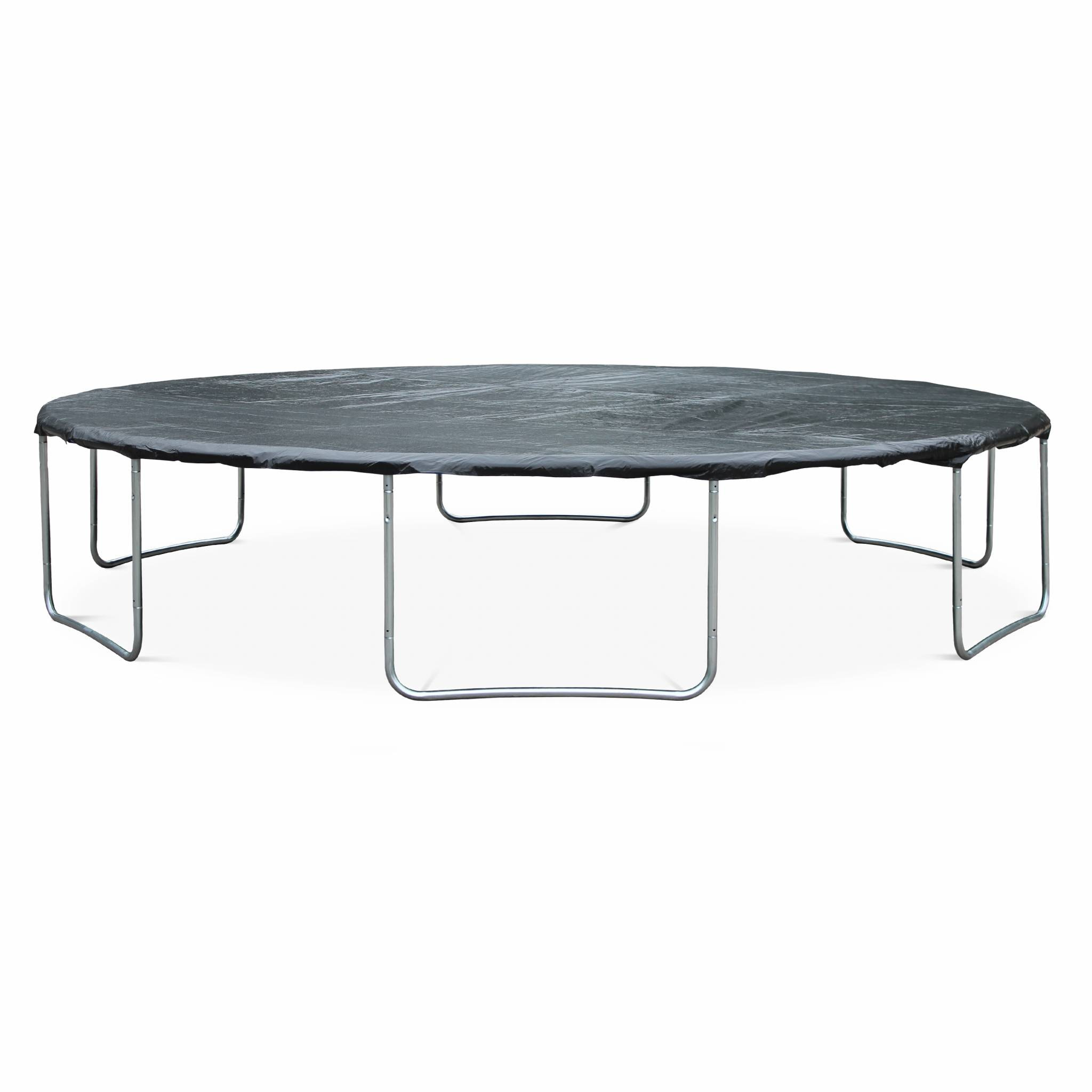 Trampoline 490cm gris avec filet de protection. échelle. bâche. filet pour chaussures. kit d'ancrage - Jupiter XXL - Trampoline de jardin 490 cm 4m|Qualité PRO.|Normes EU.