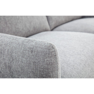 Canapé design 2 places en tissu effet velours texturé gris et bois clair BONO