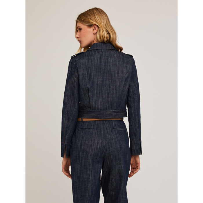 Motivi - Chaqueta corta efecto denim - Azul