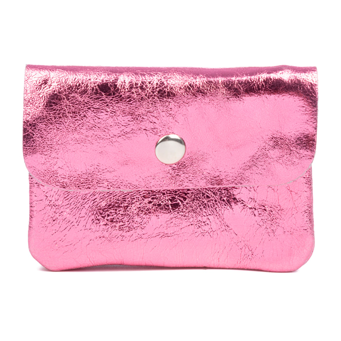 Alpignano monedero mujer. Piel auténtica Gamuza lacada brillante.