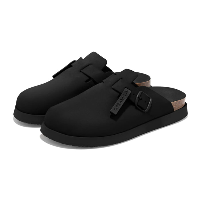 Sandalias Cerradas Vibe Clog Mujer Cierre Hebilla Negra